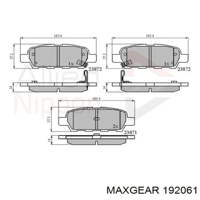 Купити 192061 Maxgear Задні колодки