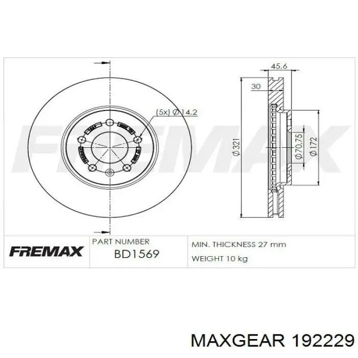 Купити 192229 Maxgear Ротор гальмівний