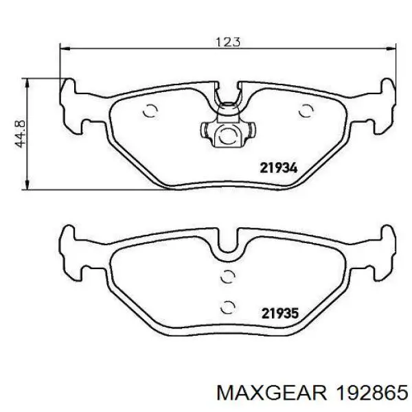Задні гальмівні колодки Maxgear 192865 ціна, від 26.62 USD