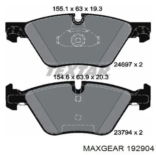 192904 Maxgear Передні гальмівні колодки