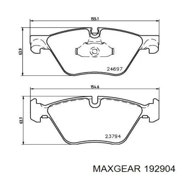Гальмівні колодки Maxgear 192904 ціна, від 32.82 USD