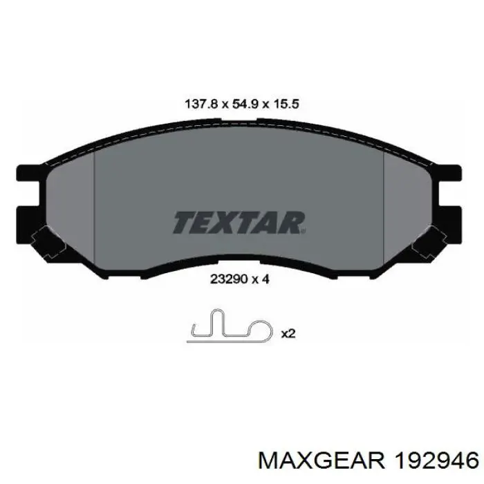 192946 Maxgear Передні гальмівні колодки