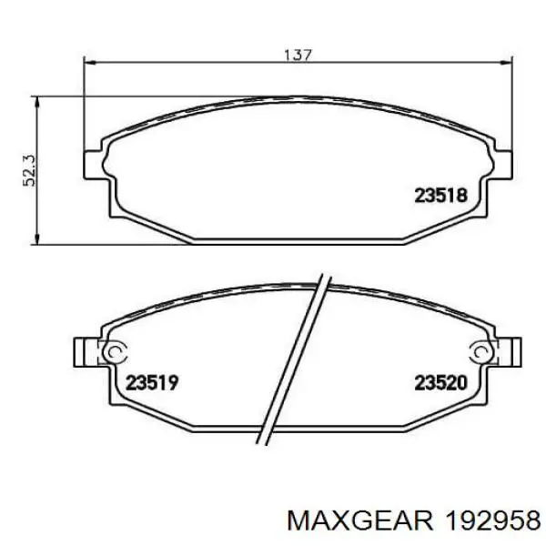 192958 Maxgear Передні гальмівні колодки