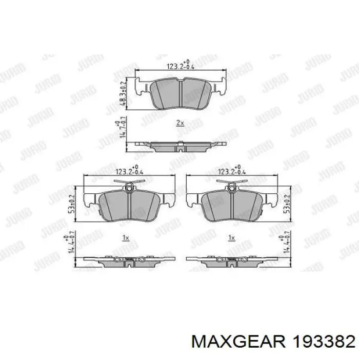 Задні гальмівні колодки Maxgear 193382 ціна, від 22.27 USD
