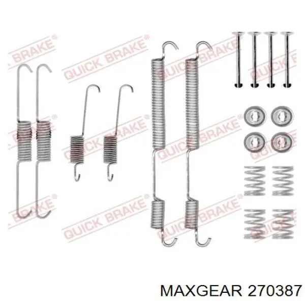 270387 Maxgear монтажний комплект задніх барабанних колодок