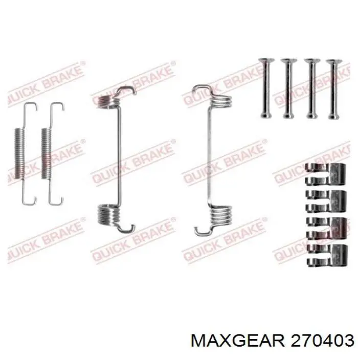 270403 Maxgear монтажний комплект задніх барабанних колодок