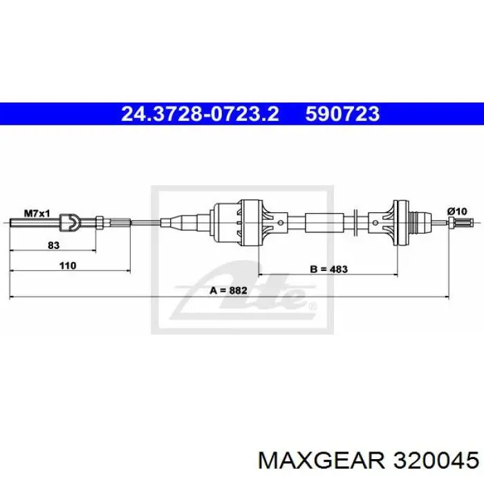 Купити 90522456 Opel Трос зчеплення