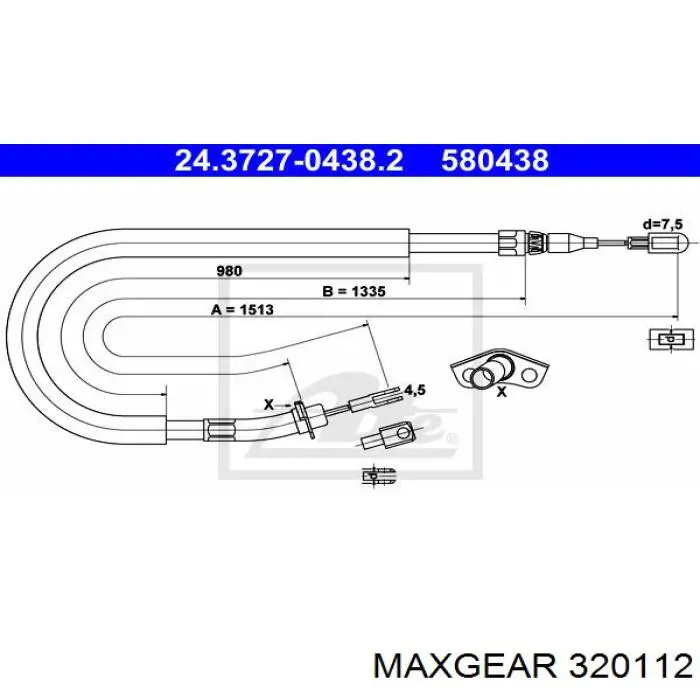 Купити 320112 Maxgear Трос ручного гальма задній, правий/лівий