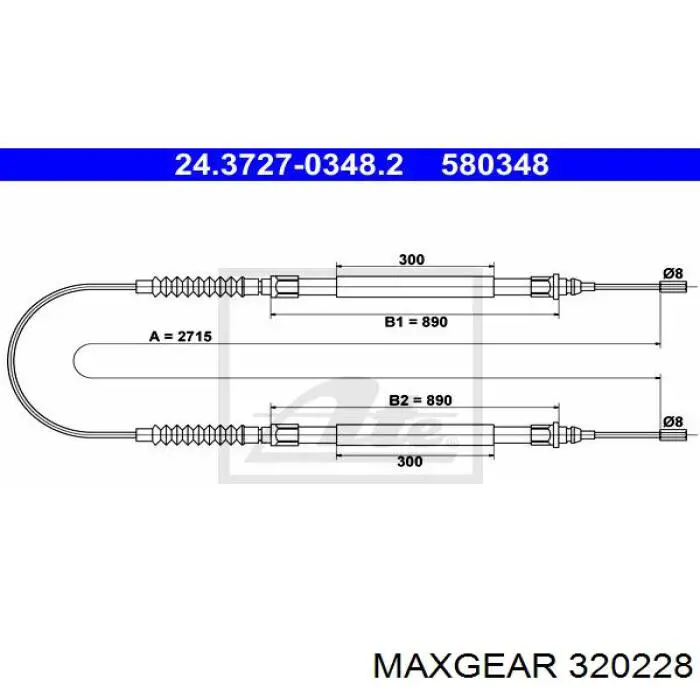 Трос ручного гальма задній, правий/лівий Maxgear 320228 ціна, від 14.00 USD