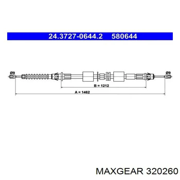 Трос ручного гальма задній, правий/лівий Ford 98BG2A809BA ціна, від 11.44 USD