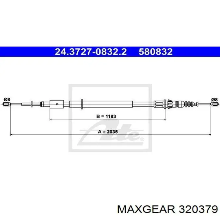 Трос ручного гальма задній, правий/лівий Maxgear 320379 ціна, від 10.10 USD