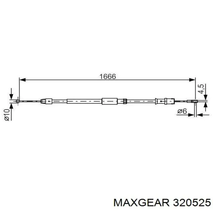 320525 Maxgear трос ручного гальма задній, правий/лівий