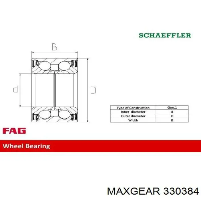 Купити 330384 Maxgear Підшипник ступиці передньої