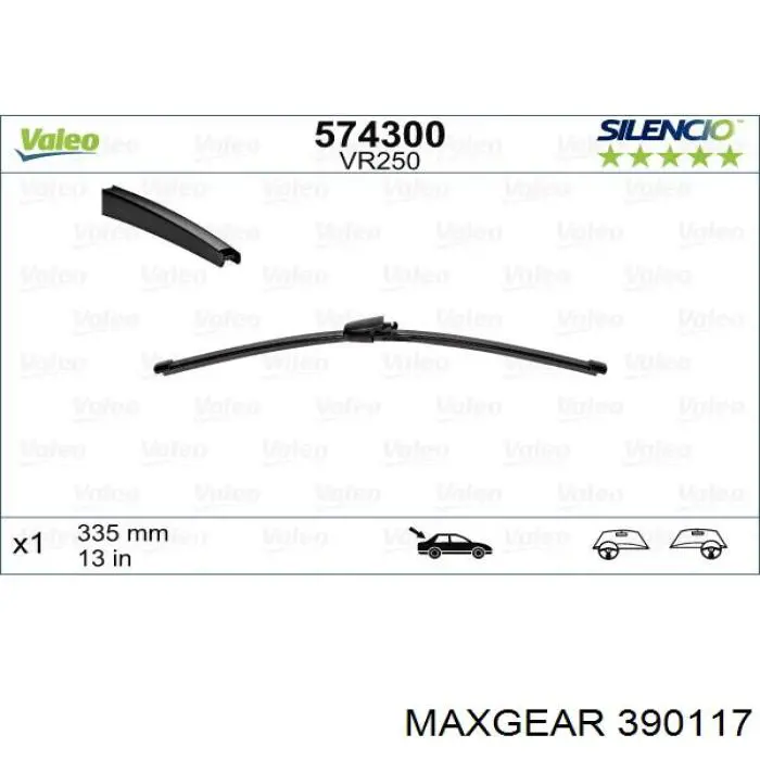 Щітка-двірник заднього скла 390117 Maxgear