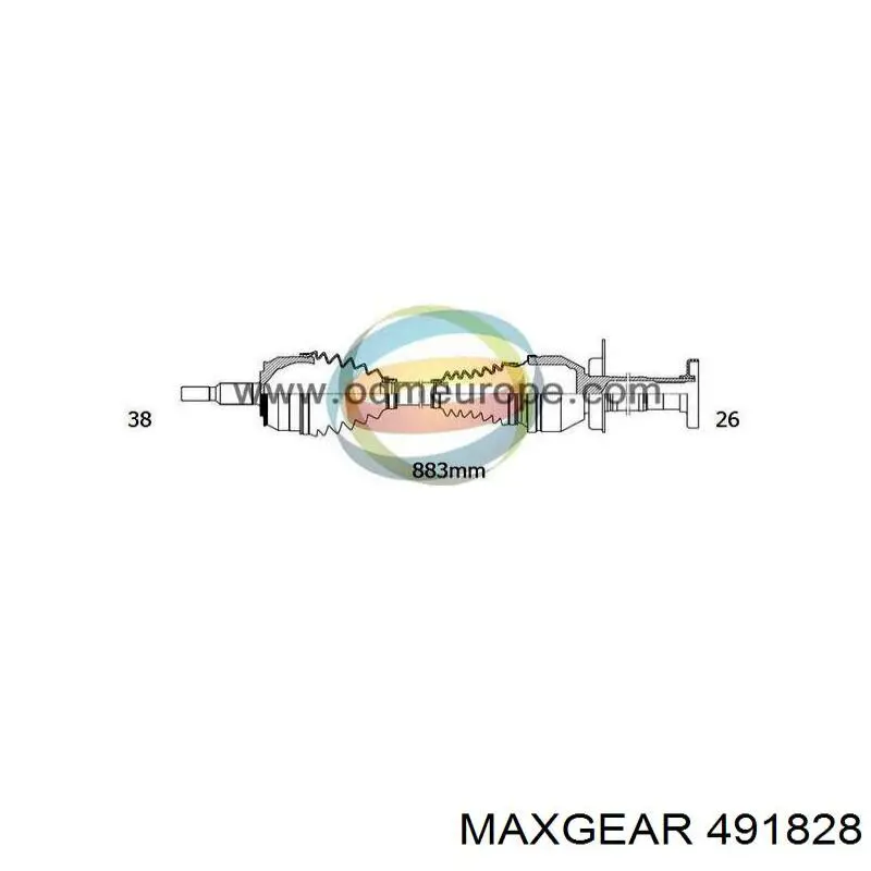 Піввісь (привід) передня, права 491828 Maxgear