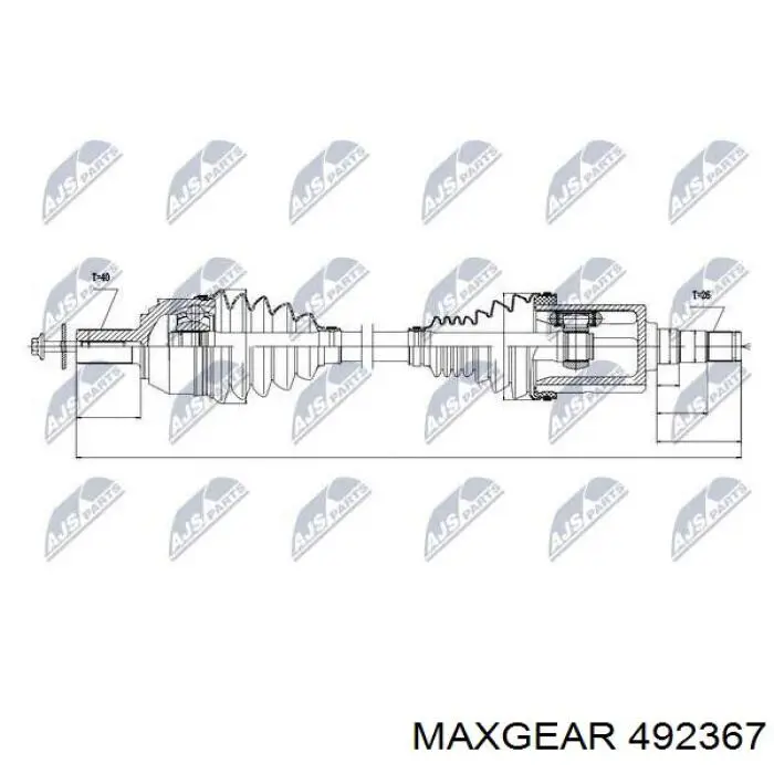 Піввісь (привід) передня, ліва 492367 Maxgear