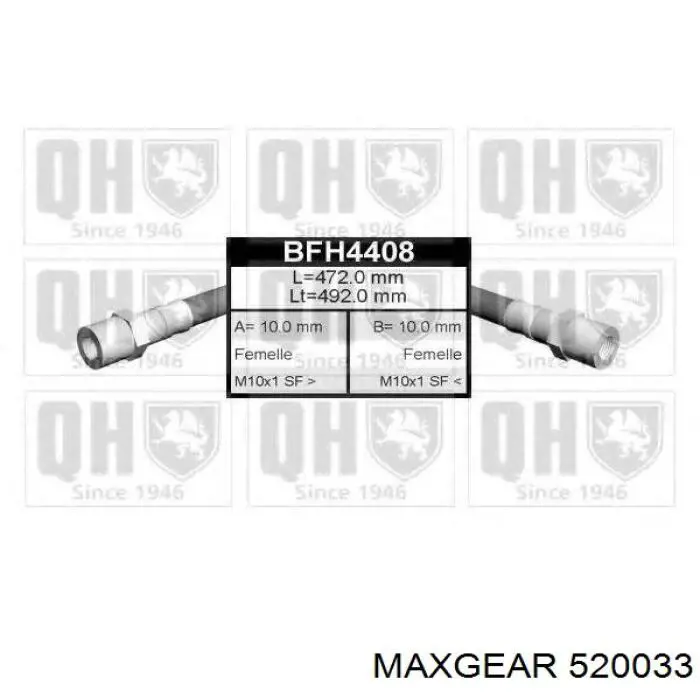 Гальмівні шланги передні 520033 Maxgear