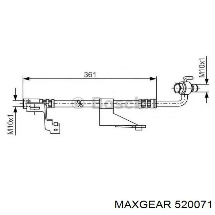 Шланг гальмівний передній, лівий 520071 Maxgear