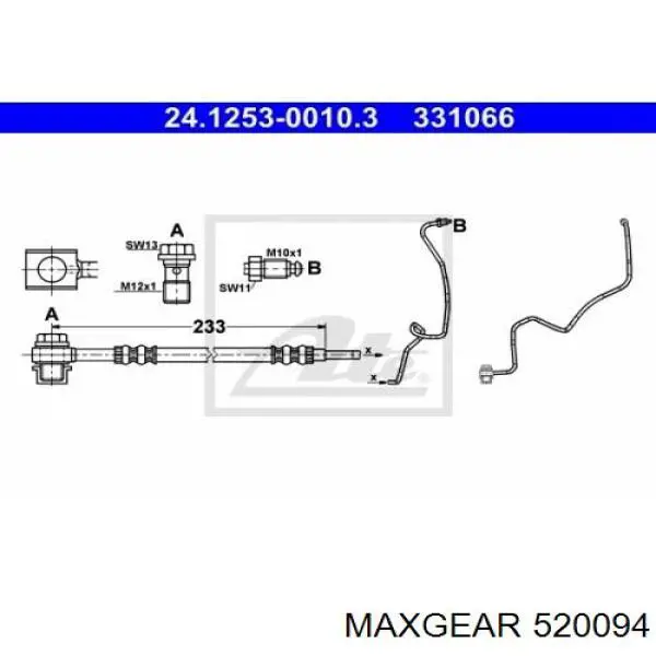 Купити 520094 Maxgear Шланг гальмівний задній, лівий