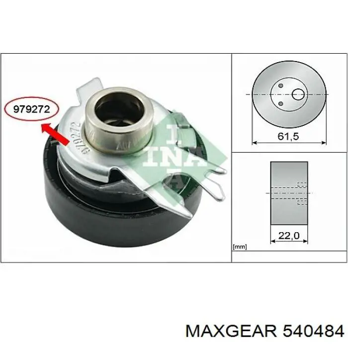 Ролик натягувача ременя ГРМ 540484 Maxgear