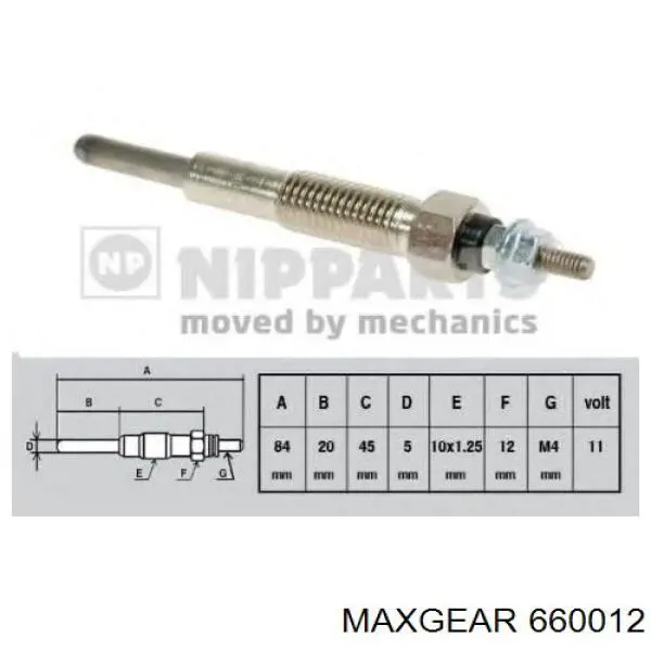 Свічка накалу 660012 Maxgear