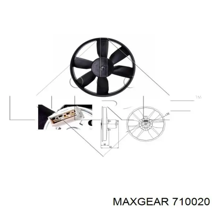 710020 Maxgear електровентилятор охолодження в зборі (двигун + крильчатка)
