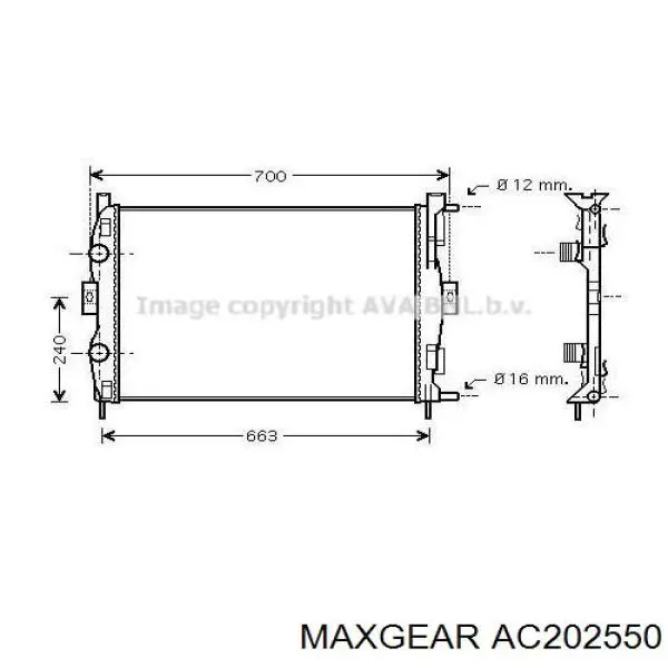 AC202550 Maxgear радіатор охолодження двигуна