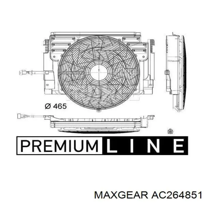 Дифузор радіатора кондиціонера, в зборі з крильчаткою і двигуном Maxgear AC264851 ціна, від 188.52 USD