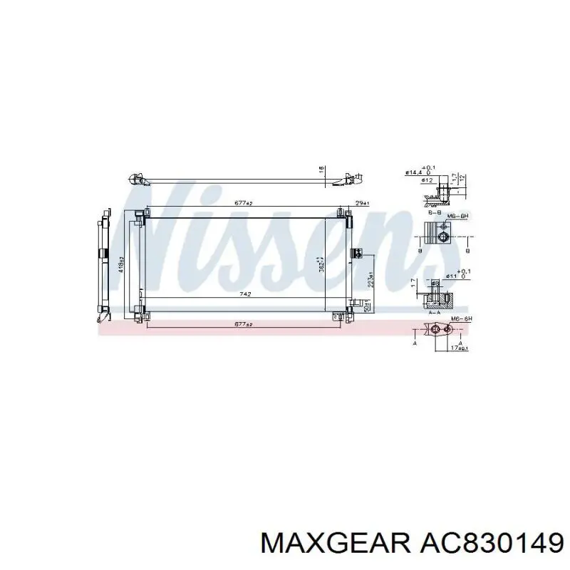 Радіатор кондиціонера AC830149 Maxgear