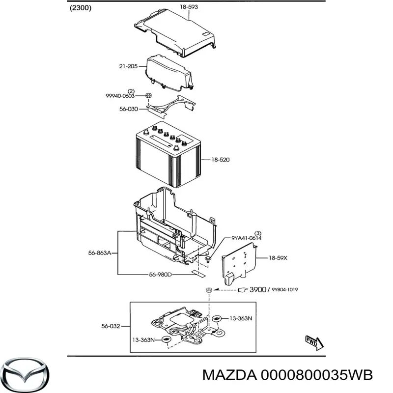0000800035WB Mazda акумуляторна батарея, акб