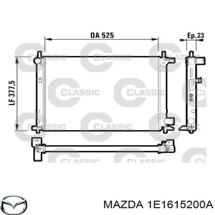 Радіатор охолодження двигуна 1E1615200A Mazda