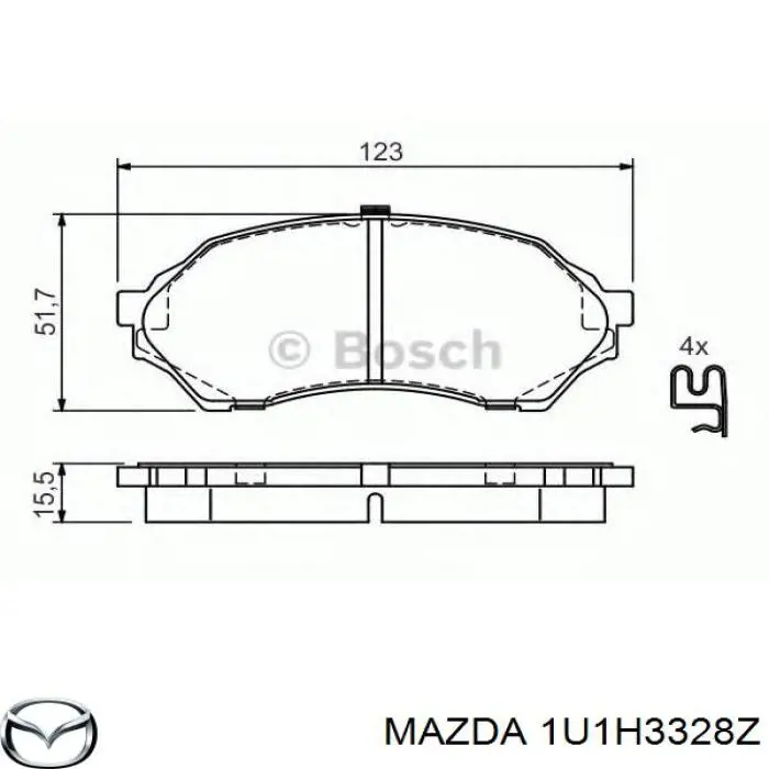 1U1H3328Z Mazda колодки гальмівні передні, дискові