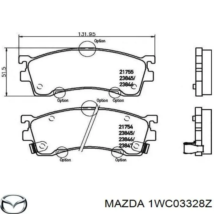 Гальмівні колодки Mazda 1WC03328Z ціна, від 14.94 USD
