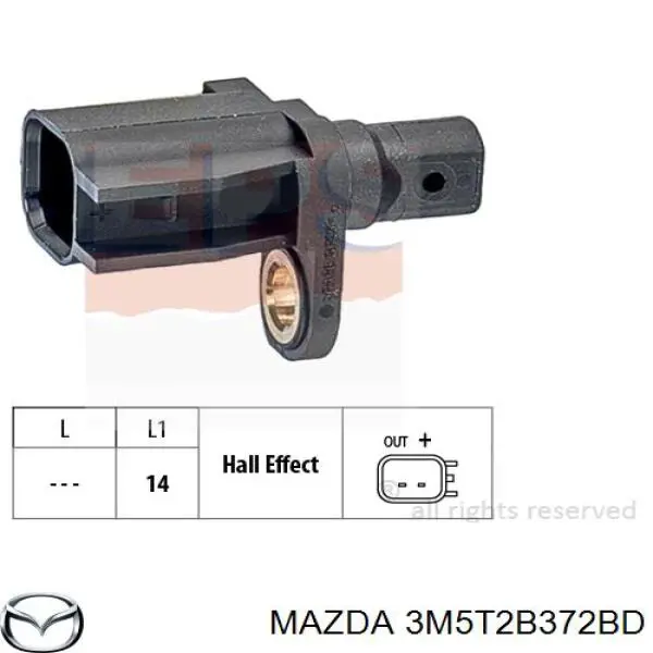 Купити 3M5T2B372BD Mazda Датчик АБС (ABS) задній