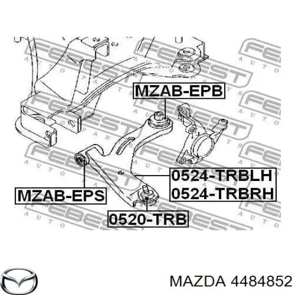 Важіль передньої підвіски нижній, правий 4484852 Mazda