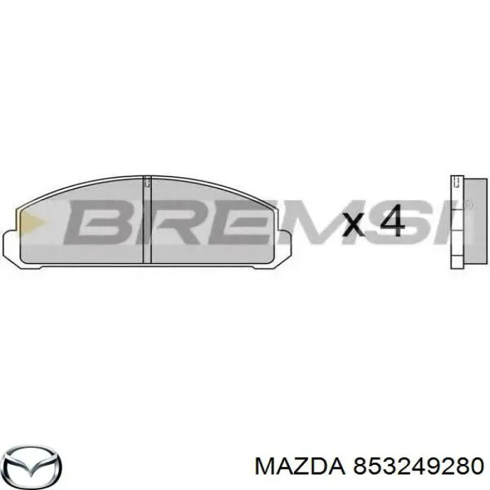 Колодки гальмівні передні, дискові 853249280 Mazda