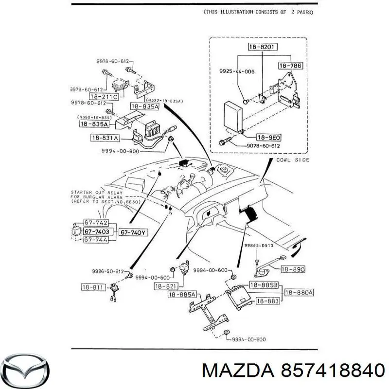 857418840 Mazda датчик температури охолоджуючої рідини
