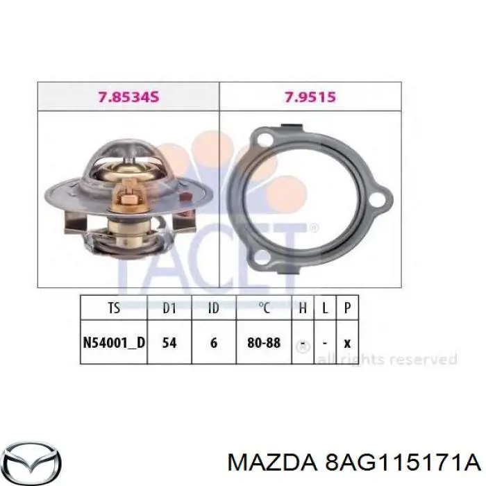 Купити 8AG115171A Mazda Термостат в корпусі
