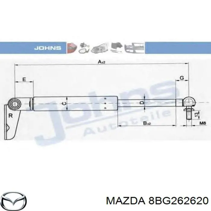 Амортизатор кришки багажника/ двері 3/5-ї задньої на Mazda 626 (GD)
