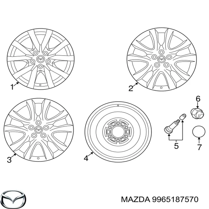 9965187570 Mazda Диски литі (легкосплавні, титанові)