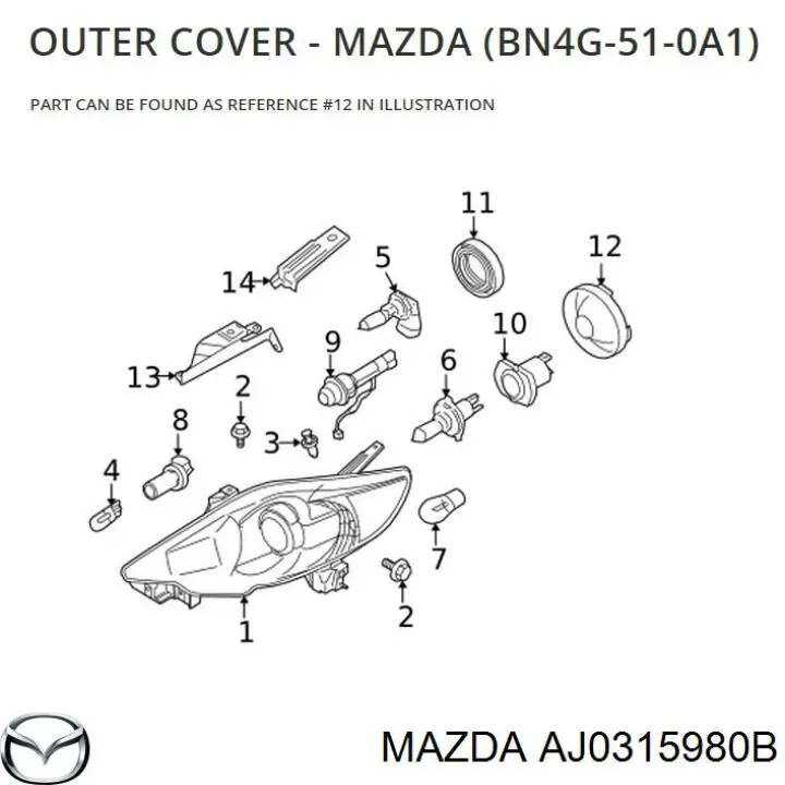 AJ0315980B Mazda натягувач приводного ременя