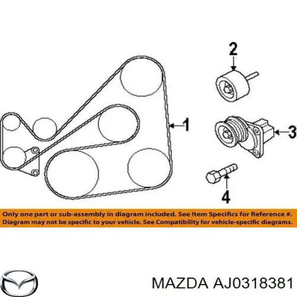 Ремінь генератора AJ0318381 Mazda
