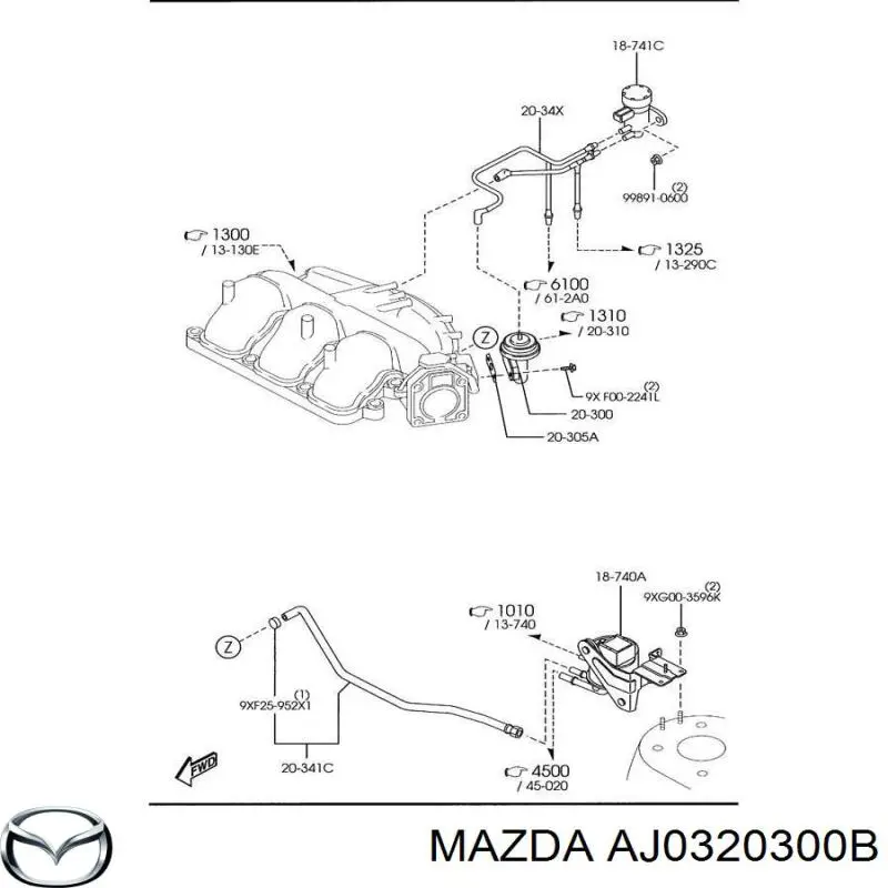 Купити AJ0320300B Mazda Прилади управління системи рециркуляції
