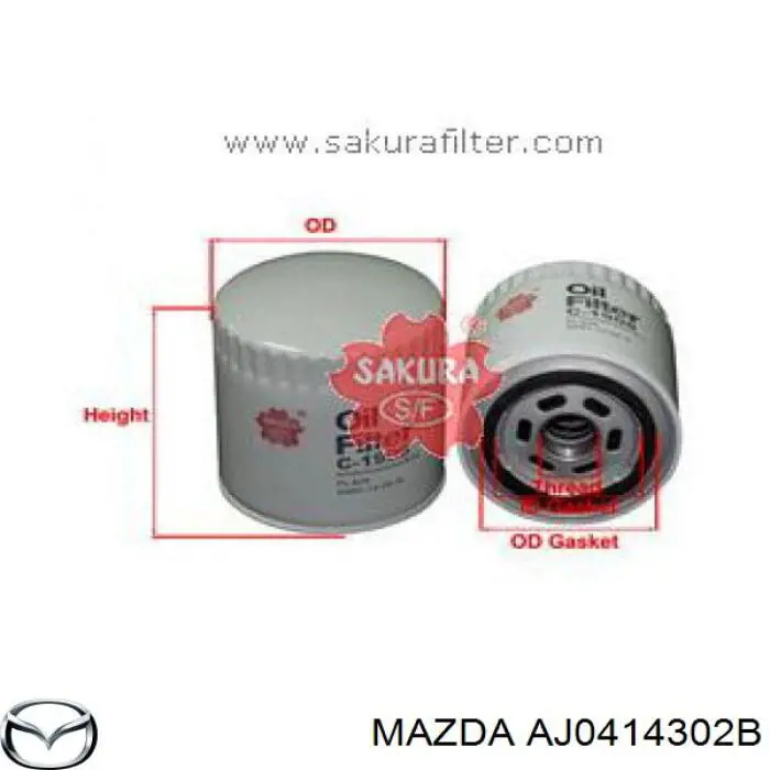Масляний фільтр двигуна Mazda AJ0414302B ціна, від 6.31 USD
