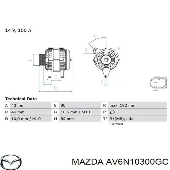 Купити AV6N10300GC Mazda Генератор