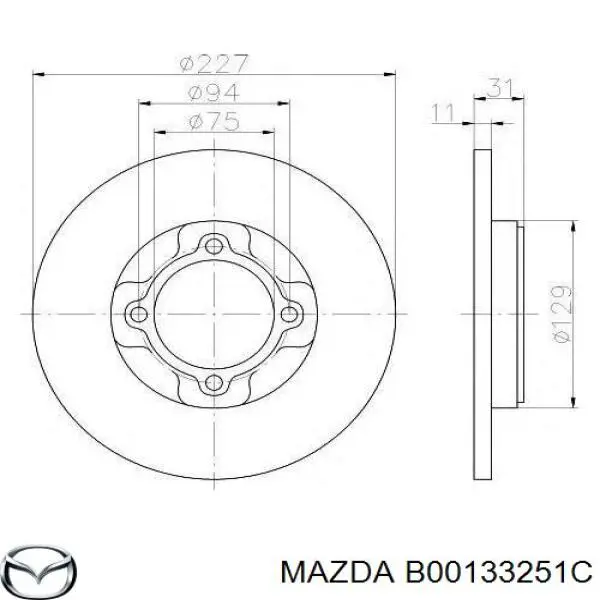Диск переднього гальма Mazda B00133251C ціна, від 13.81 USD