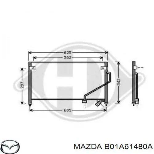 Радіатор кондиціонера B01A61480A Mazda