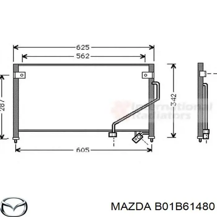Радіатор кондиціонера B01B61480 Mazda
