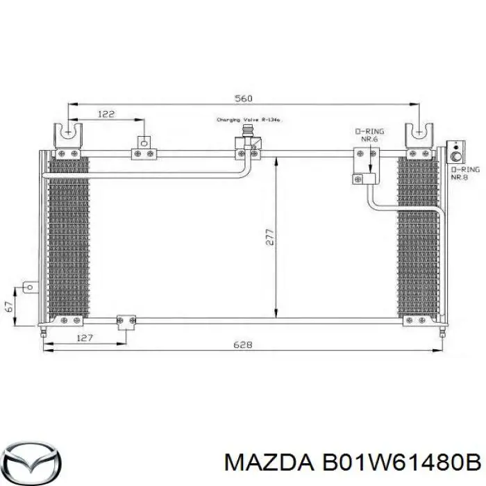 Радіатор кондиціонера B01W61480B Mazda