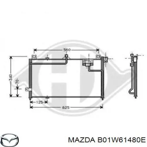 Радіатор кондиціонера B01W61480E Mazda